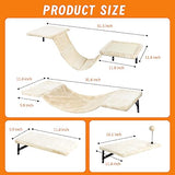 7-Piece Wall-Mounted Cat Furniture Set with Climbing Shelves, Perches, Bridge, Hammock, Scratching Board and Ball, Indoor Wood Activity Center, Beige