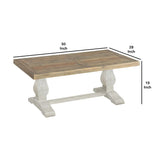 Saltoro Sherpi 19-Inch Coffee Table with Pedestal Base, Brown and White