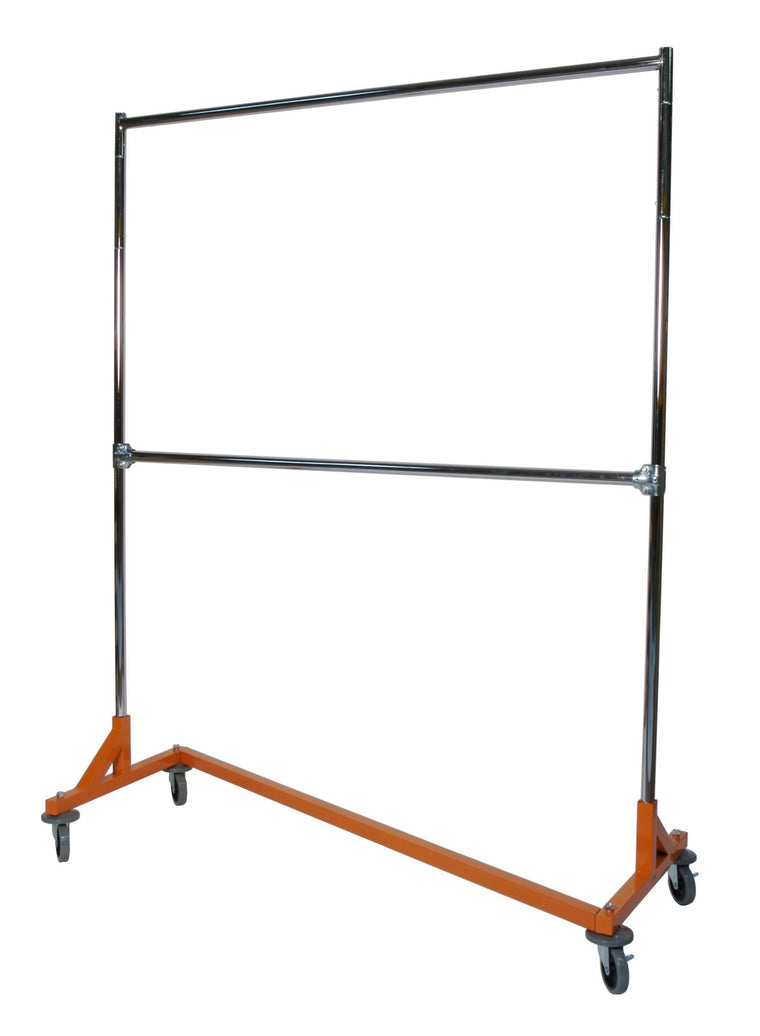 Heavy-Duty Z-Rack Garment Rack with 5-Ft Double Rails, Orange