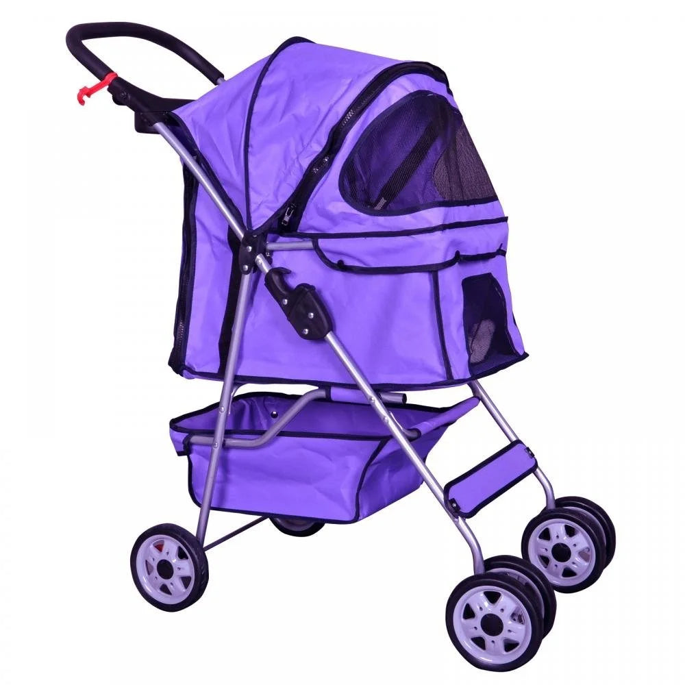 BestPet Purple Cat Carrier Stroller with Four Wheels
