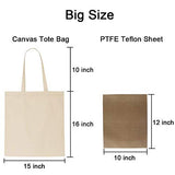 FunisFun 12-Pack Blank Canvas Tote Bags with PTFE Teflon Sheet, Reusable Bulk Shopping and Grocery Bags for DIY Crafts