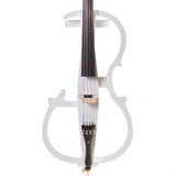 Cecilio CECO-2WH Full-Size 4/4 Electric Cello in Pearl White, Featuring Ebony Construction, Style 2, Soft Case, Bow and Accessories
