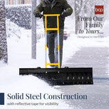 36in Galvanized Heavy-Duty Snow Pusher with 2 Wheels, Adjustable Handle & Blade Angle for Snow Removal, Black
