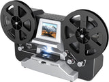 8mm Super 8 Film Scanner and Digital MovieMaker Converter with 2.4-Inch LCD, Silver Finish and 32 GB SD Card for 3-Inch and 5-Inch Film Reels