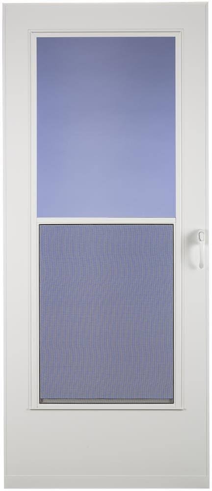 Larson 32-in x 76-in Mobile Home Storm Door with White Mid-View and Wood Core, 38005033276