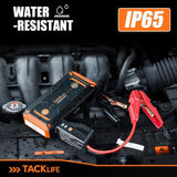 Tacklife T8 Pro Car Jump Starter with 1200A Peak Power, 18000mAh Battery, LCD Screen and Water-Resistant Housing, Orange