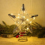Juegoal 6.5-Inch Golden Metal Star Christmas Tree Topper with 20 LED Lights, Battery-Powered Illuminated Ornament for Holiday Decor