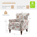 HULALA HOME Upholstered Wingback Accent Chair with Removable Cushion, Wood Legs and Nailhead Trim, Floral Living Room or Bedroom Armchair, Blue