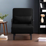 Convertible 3-in-1 Sleeper Sofa Bed with Pullout Bed and Side Pocket, Black Futon Loveseat for Living Room, Bedroom or Small Spaces