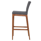 Set of 2 New Pacific Direct Devon Counter Stools with PU Leather Seats, Antique Gray Upholstery and Walnut Brown Legs