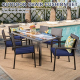 Favoyard Set of 4 Outdoor Chair Cushions, 19 x 19 x 2 Inches, Rainproof Fade-Resistant Patio Pads with Waterproof Hidden Zippers and Tie Attachments
