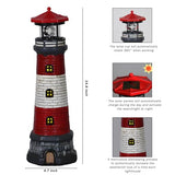Solar-Powered Rotating Lighthouse Garden Statue with Automatic Waterproof Lights, Red Lawn and Patio Decoration for Yard, Ground or Tabletop, Housewarming Gift