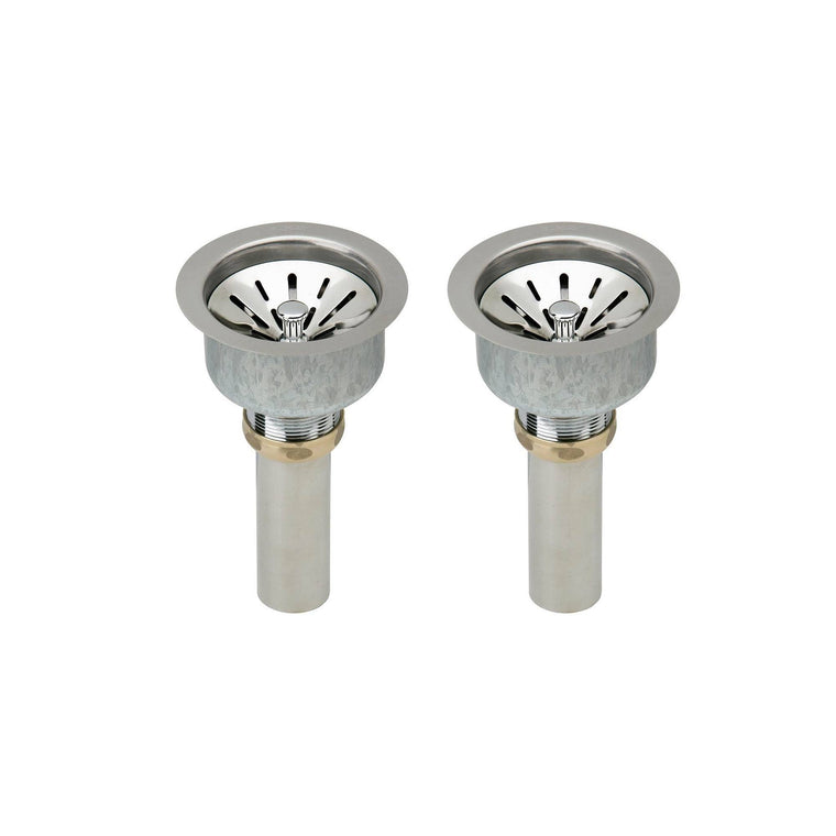 2-Pack Elkay LK99 Deluxe Drain Strainer Baskets, Type 304 Stainless Steel with Rubber, 3.5×22