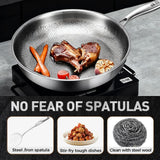 Titanium Hammered Pro Frying Pan with Lid, 11.81-Inch 100% Titanium Nonstick Cookware with Scratch-Resistant Finish for All Stovetops