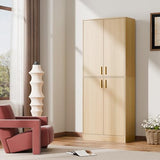 Cozy Castle 71′′ Tall Pantry Cabinet with Four Doors and Adjustable Shelves, Freestanding Wood Storage Cupboard for Kitchen, Dining Room, Living Room or Bathroom, Gray