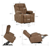 YITAHOME Dark Grey Power Lift Recliner with Massage, Heat, USB Ports, Cup Holders, Remote Control, and a Spacious Fabric Seat