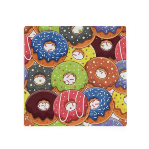 4-Piece Donuts Ceramic Coaster Set, 3.9-Inch Absorbent Heat-Resistant Drink Coasters with Cork Bases for Home, Kitchen or Bar