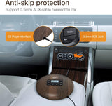 HOTT CD611 Portable CD Player with Stereo Headphones and Anti-Shock Protection for Home, Travel and Car, Wood Grain Finish