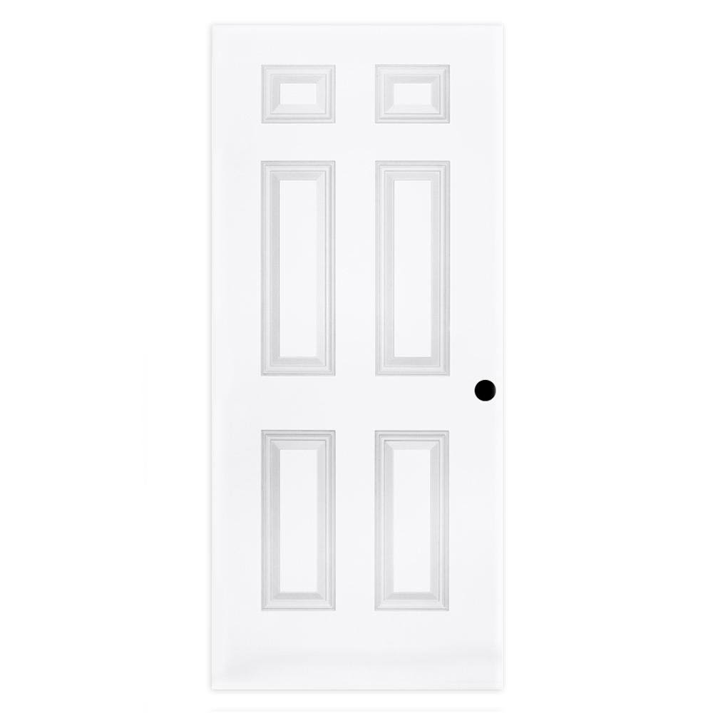 Steves & Sons 6-Panel Composite Interior Door Slab, 30 in. x 80 in., Textured Hollow Core, White Primed and Pre-Bored