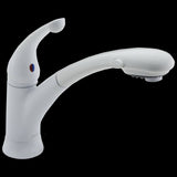Delta 470-WH-DST Signature Kitchen Faucet with Single-Handle Pull-Out Design in White
