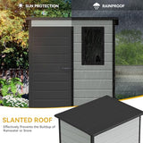 DWVO 5 x 3ft Gray Resin Outdoor Storage Shed with Floor, Window, Waterproof Construction, and Lockable Door for Garden, Yard, or Patio