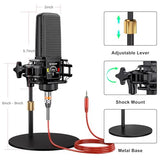 Podcast Microphone and Audio Mixer Bundle with 3.5mm Condenser Mic, Live Sound Card, Voice Changer and Denoise, Equipment for PC and Phone Streaming, Singing and Gaming