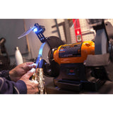 WEN 4282 Bench Grinder with 4.8-Amp Motor, 8×22 Wheels, LED Work Lights and Quenching Tray