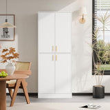 Cozy Castle 71′′ Tall Pantry Cabinet with Four Doors and Adjustable Shelves, Freestanding Wood Storage Cupboard for Kitchen, Dining Room, Living Room or Bathroom, Gray