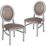 Flash Furniture Hercules Series King Louis Chair Set, 2-Pack with 900 lb. Capacity, Taupe Vinyl Seat and Back, Silver Frame
