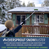 EVERSPROUT SnowBuster Extendable Roof Rake with Never-Scratch Foam Pad, 7-to-24 Foot Length and Up to 30 Ft Standing Reach