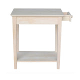 Narrow Transitional End Table in Natural Wood, Featuring One Drawer by Pemberly Row