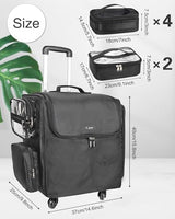 Relavel Rolling Makeup Train Case with 4 Wheels, Heat-Insulated Full-Layer Design, Adjustable Dividers and Organized Storage for Cosmetics and Hair Tools