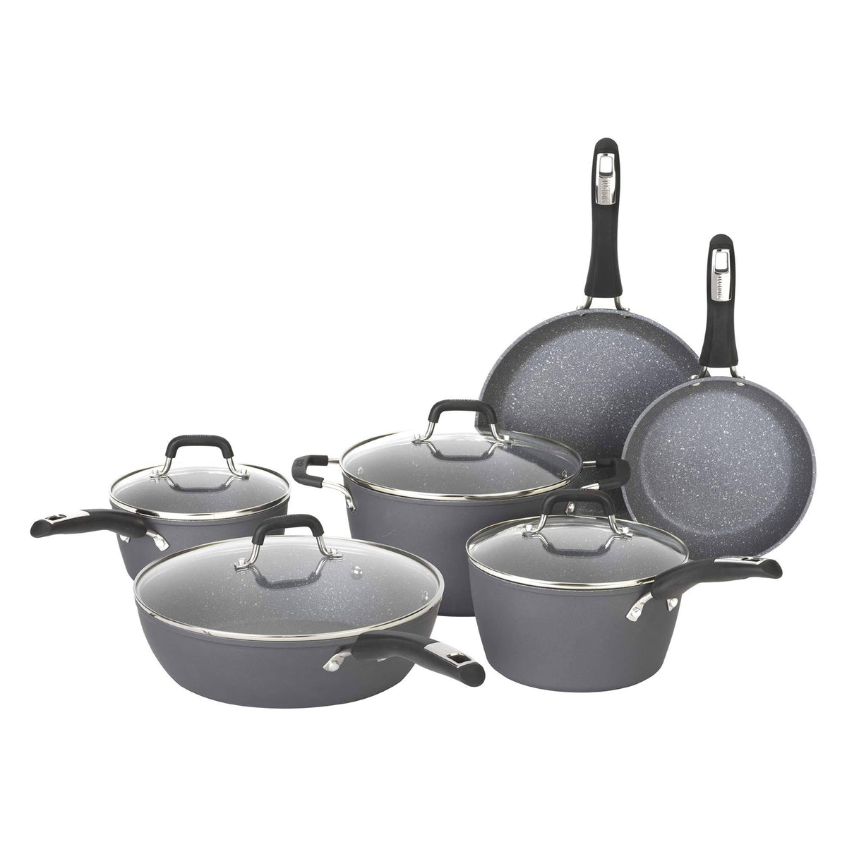 Bialetti Impact 10-Piece Cookware Set with Black Nonstick Finish