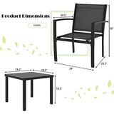 Greesum 4-Piece Outdoor Patio Conversation Set with Glass Coffee Table, Black Furniture for Lawn, Garden or Poolside