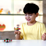 TOSY Mini Magnetic Fidget Spinner 4-Pack with 8 Blocks, Transformable 3-in-1 Toy Featuring an Infinity Cube, 2×2 Puzzle Cube and STEM Magnet Tiles for Kids, Teens and Adults