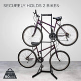 RaxGo Freestanding Bike Storage Rack for 2 Bicycles, Adjustable Hooks for Indoor Garage Use