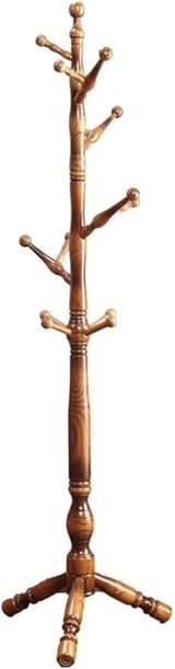 Modern Solid Wood Entryway Coat Rack with Standard Rod and 12 Hooks, Freestanding Organizer for Clothes, Hats, Jackets, and Scarves