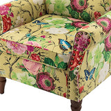 HULALA HOME Upholstered Wingback Accent Chair with Removable Cushion, Wood Legs and Nailhead Trim, Floral Living Room or Bedroom Armchair, Blue