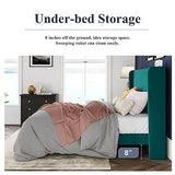 Allewie Queen Velvet Platform Bed with Vertical Channel-Tufted Wingback Headboard, Strong Wooden Slats, No Box Spring Required, Easy Assembly, Black