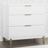 Delta Children Hendrix 3-Drawer Dresser in Bianca White with Bronze Hardware