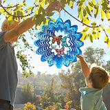 12in 3D Hummingbird Metal Wind Spinner with Hanging Bird Design for Indoor and Outdoor Garden Decor