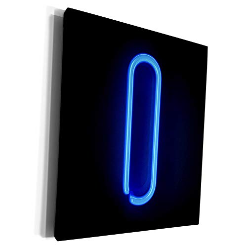 3dRose Monogram Letter I Abstract Neon Blue Lit Design on Museum Grade Canvas Wrap, cw_155129_1