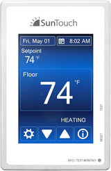 SunTouch Command Model 500850 Universal Programmable Touchscreen Thermostat for 120/240V Floor Heating, with Floor Sensor and Paintable Beauty Ring