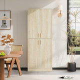 Cozy Castle 71′′ Tall Pantry Cabinet with Four Doors and Adjustable Shelves, Freestanding Wood Storage Cupboard for Kitchen, Dining Room, Living Room or Bathroom, Gray