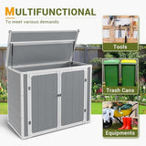 41 Cu. Ft. Weatherproof Outdoor Storage Shed with Thickened Resin Walls, Integrated Floor, Gas-Spring Lid and Lockable Doors for Lawn Mowers, Tools and Trash Cans