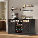 YITAHOME 47-Inch Farmhouse Buffet Cabinet with Power Outlet and Floating Shelves, Multi-Functional Kitchen and Living Room Storage Sideboard, Rustic Brown