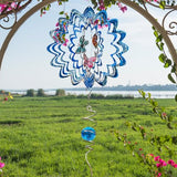12in 3D Hummingbird Metal Wind Spinner with Hanging Bird Design for Indoor and Outdoor Garden Decor