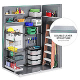 DWVO 5 x 3ft Gray Resin Outdoor Storage Shed with Floor, Window, Waterproof Construction, and Lockable Door for Garden, Yard, or Patio