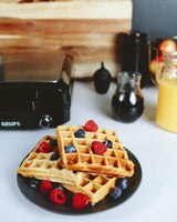 KRUPS Belgian Waffle Maker with Removable Silver/Black Plates for 4 Slices