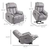 HOMCOM Electric Power Lift Recliner for Elderly with Remote Control and Side Pocket, Compact Grey Living Room Chair